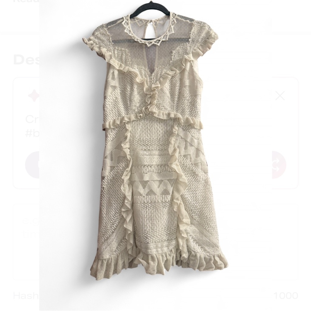 Three Floor Lace Ivory Ruffle Dress